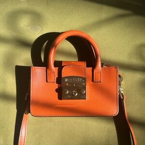 Valentino Orange / Camel Tab with Gold Hardware Mini Bag